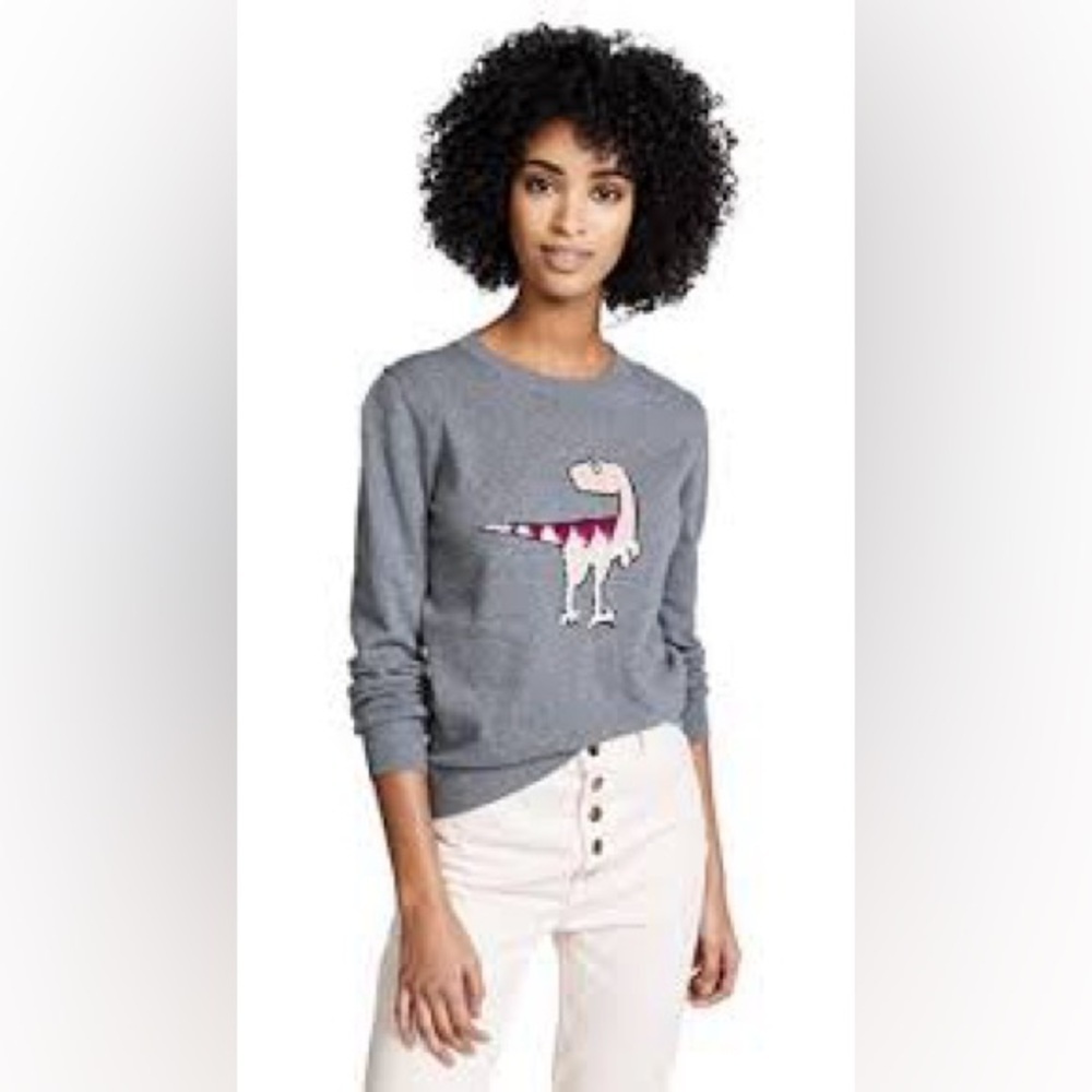 RARE Women's Markus Lupfer Grey Mickey Print Sequin Wool Sweater Size M